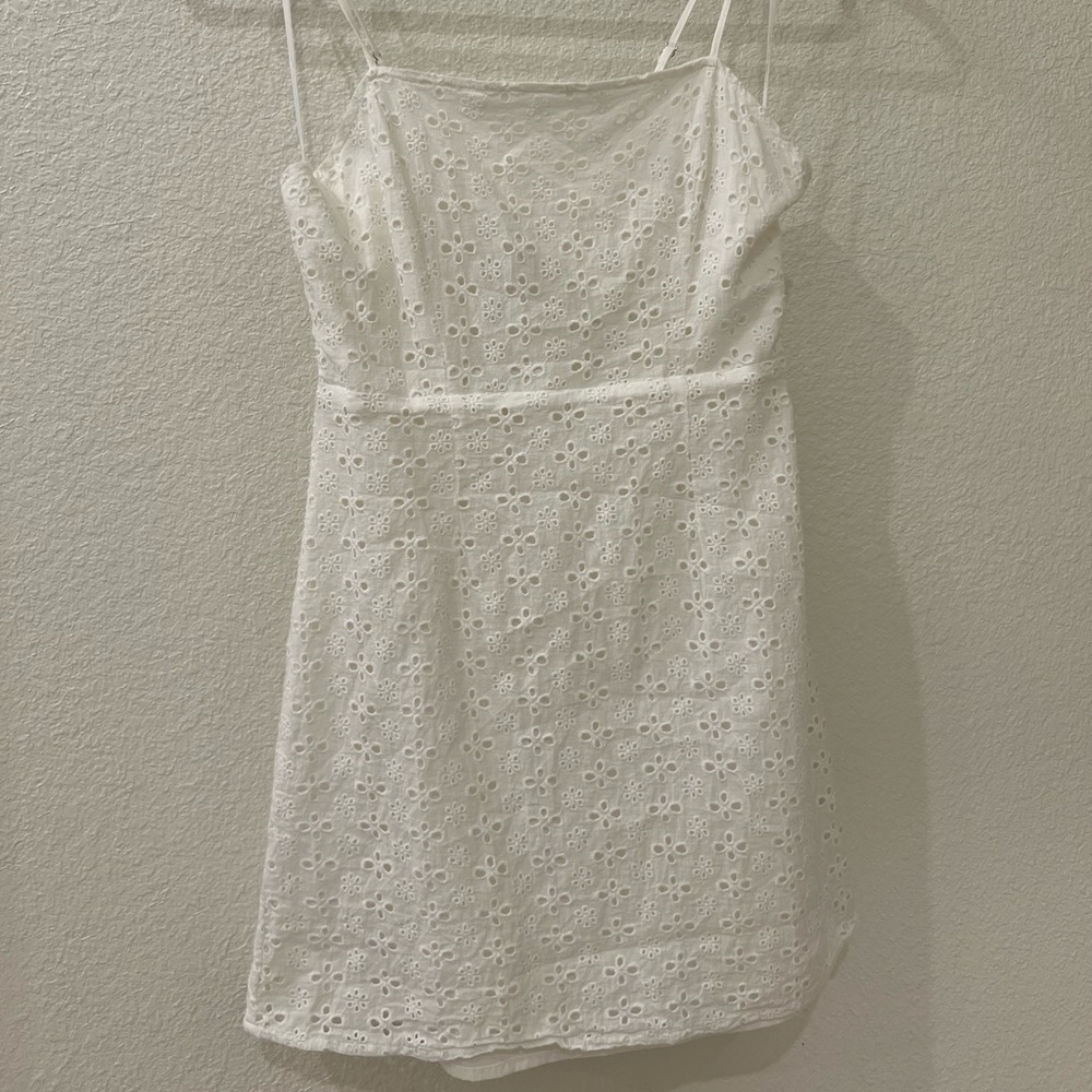 Elegant White Eyelet Mini Dress